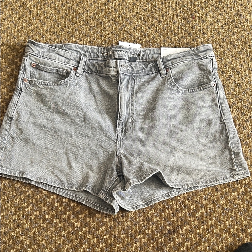 American Eagle Outfitters Light Gray High-Rise Denim Shorts